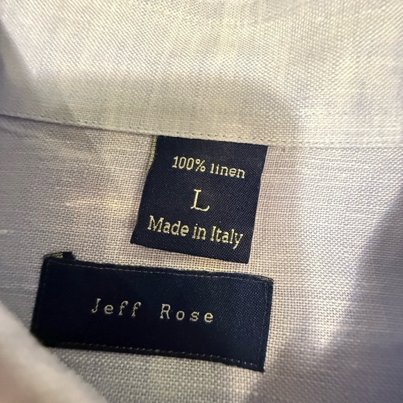 Jeff Rose 100% Linen Golf Button Down Dress Shirt Grey/Blue Size Large - Picture 10 of 11